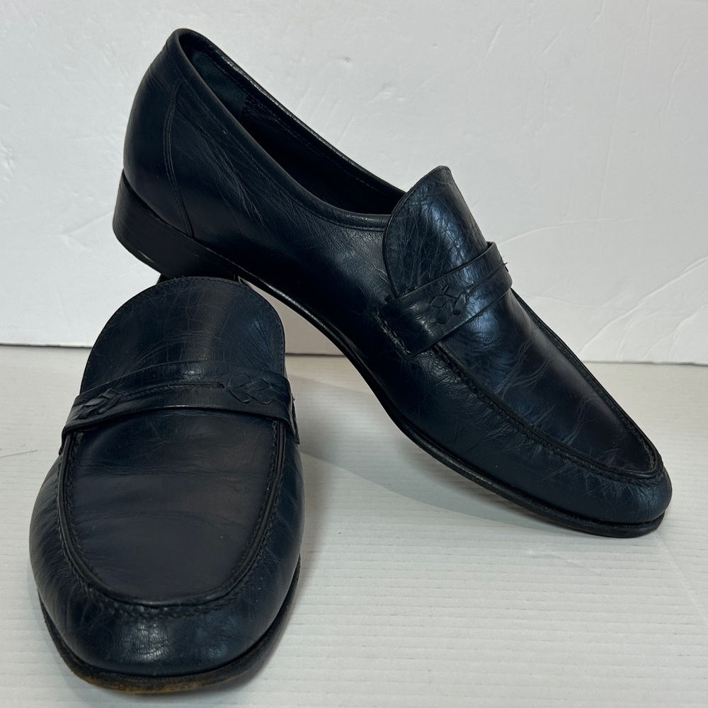 Nettleton Vintage Men’s Blue Navy Leather Loafers size 10.5
